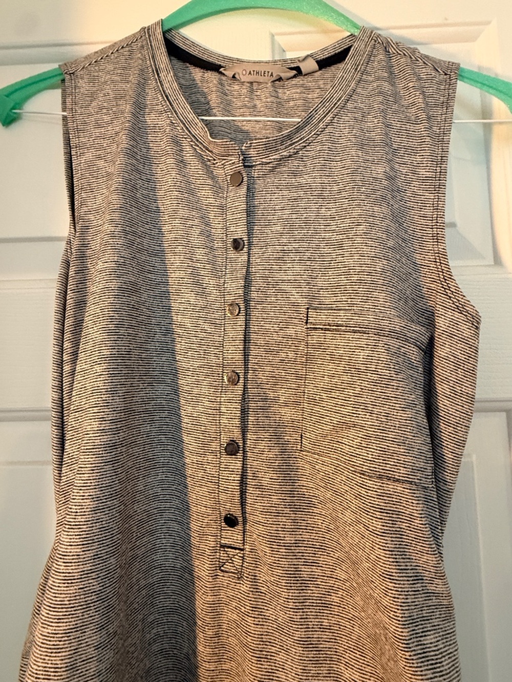 Athleta gray maxi dress micro stripe Henley size small - Picture 7 of 12